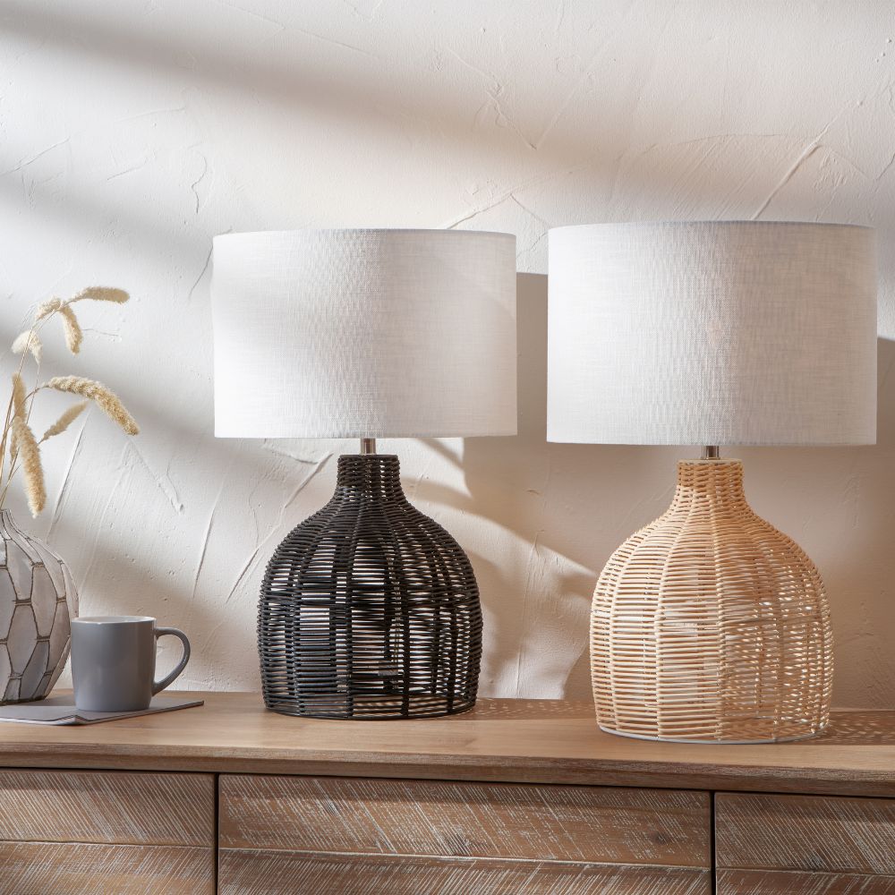 Caswell Natural Rattan Cloche Table Lamp