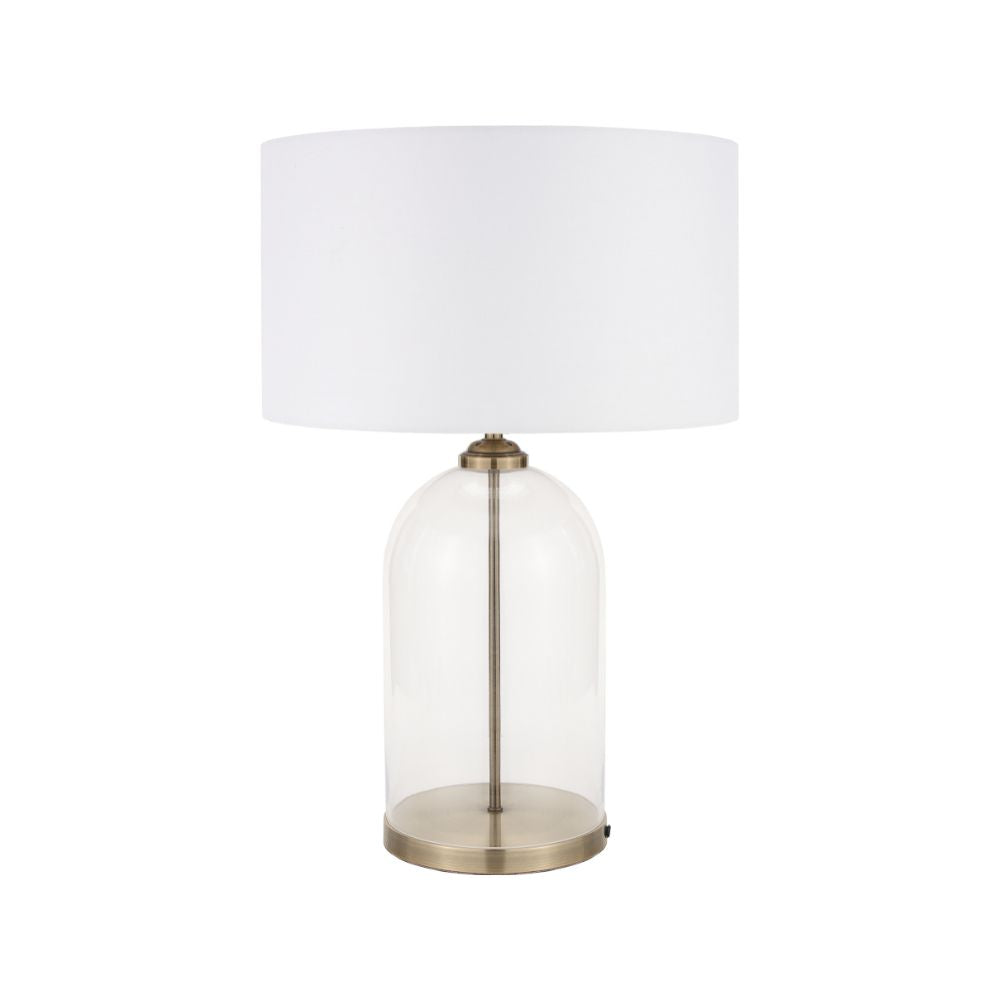 Cloche Clear Glass and Antique Brass Table Lamp