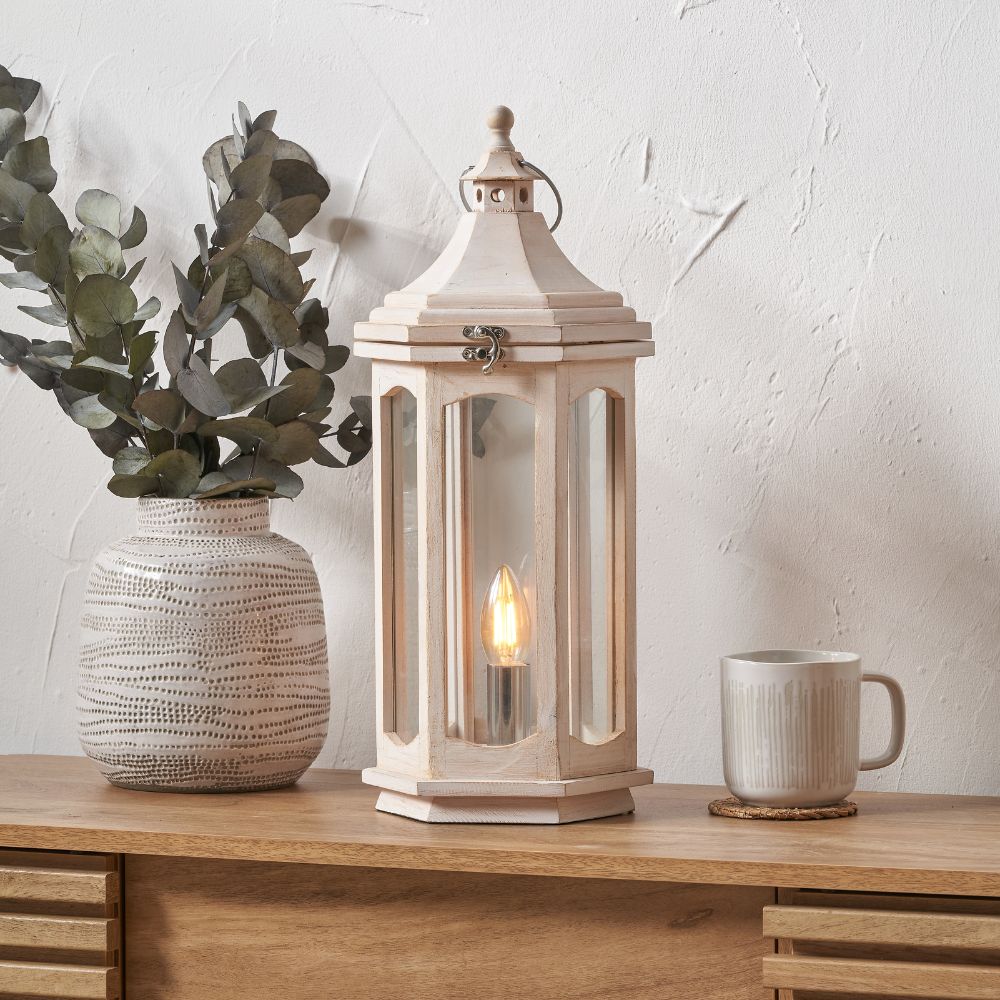 Adaline Wood Lantern Table Lamp