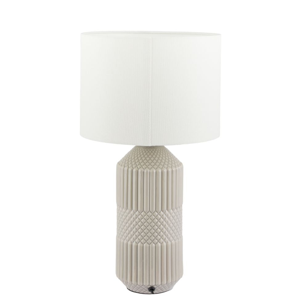 Ceramic Meribel Grey Geo Textured Tall Table Lamp
