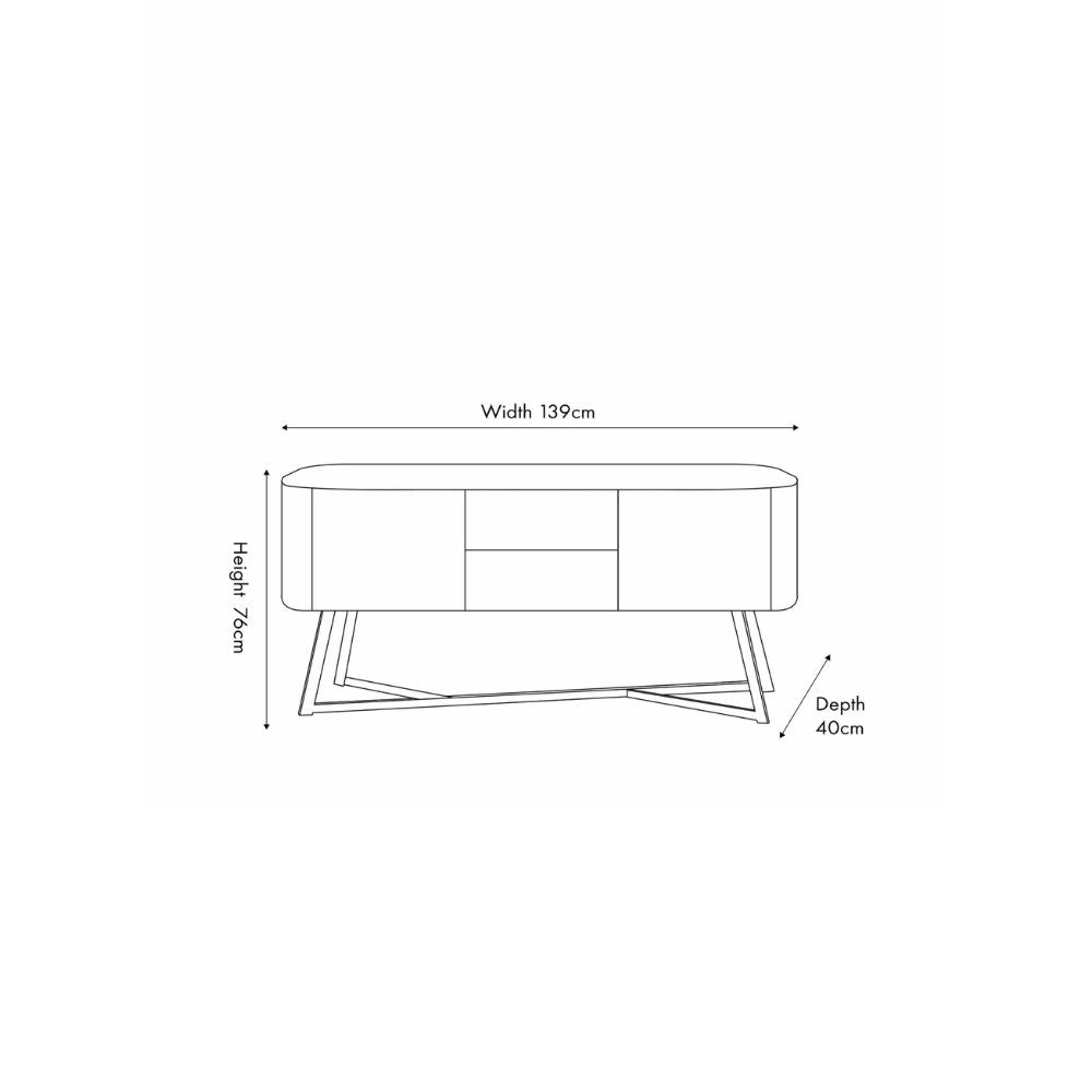Ukiah Black 2 Door 2 Drawer Sideboard