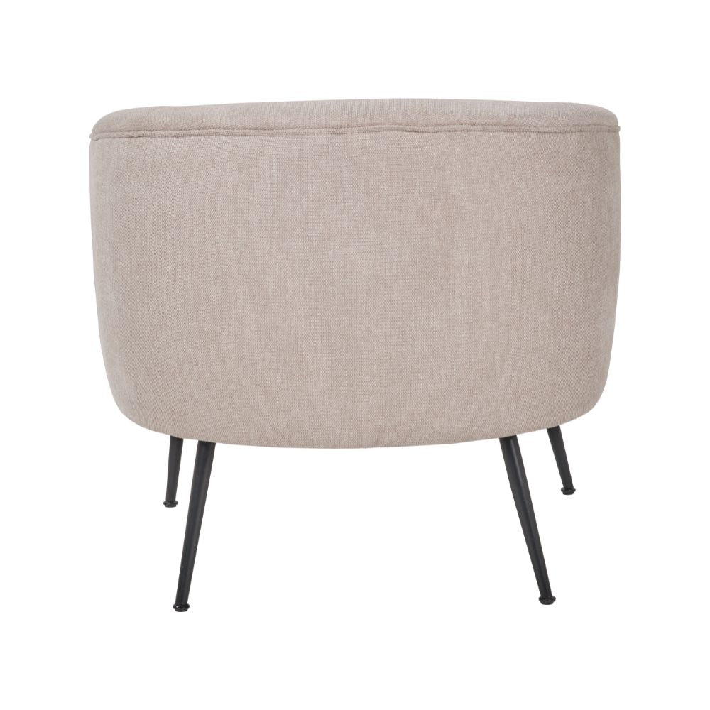 Aviana Natural Chenille and Black Metal Tub Armchair