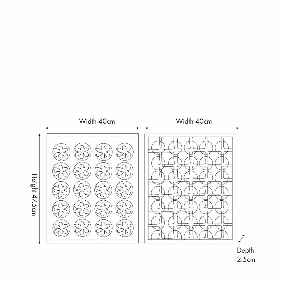 Natural Paper Circular Pattern Design with Black Frames (Set of 2)
