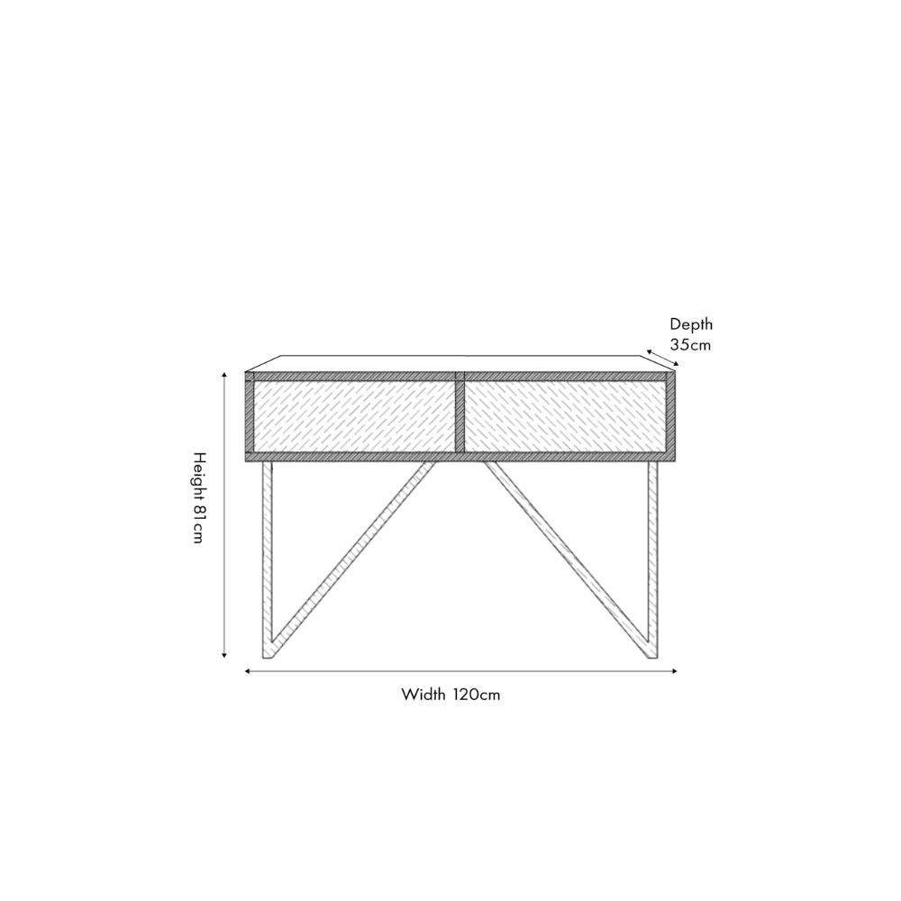 Verde Black Mango Wood 2 Drawer Console Table