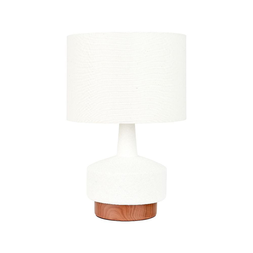 Elio Wood Effect Textured Ceramic Table Lamp
