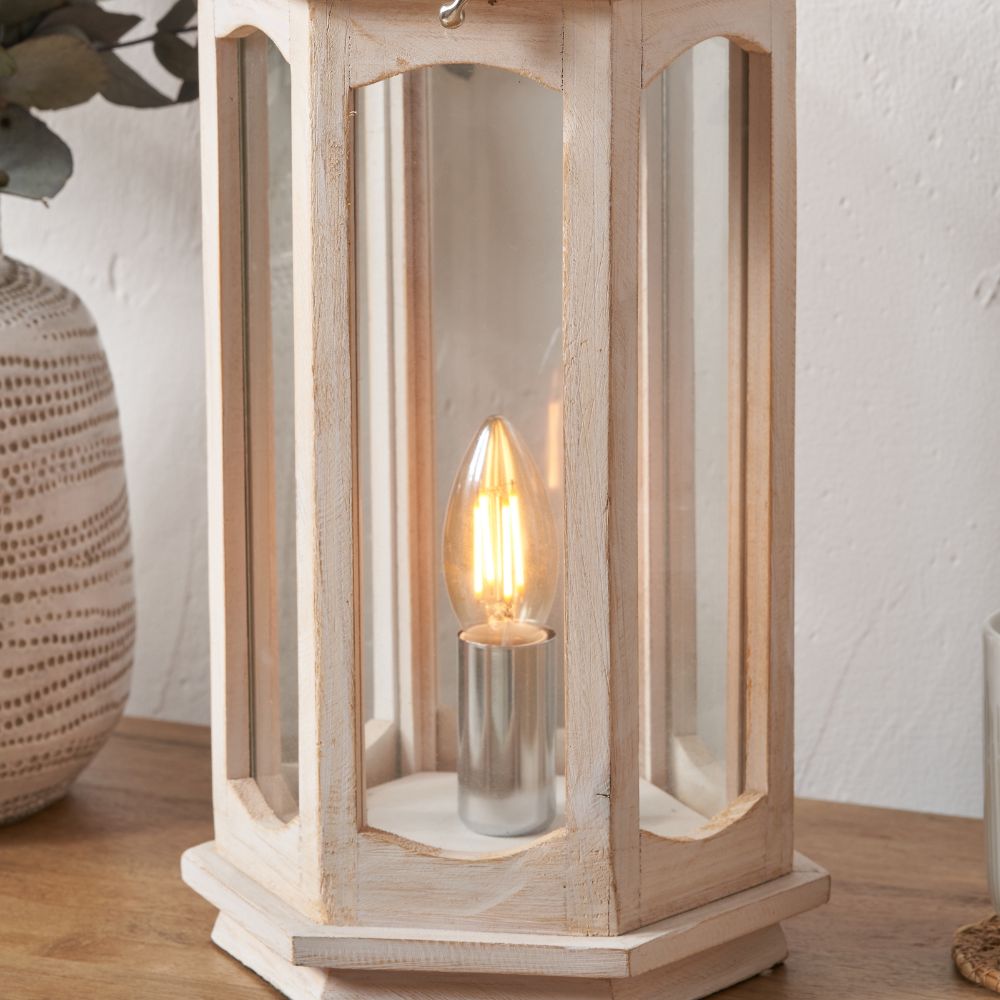 Adaline Wood Lantern Table Lamp