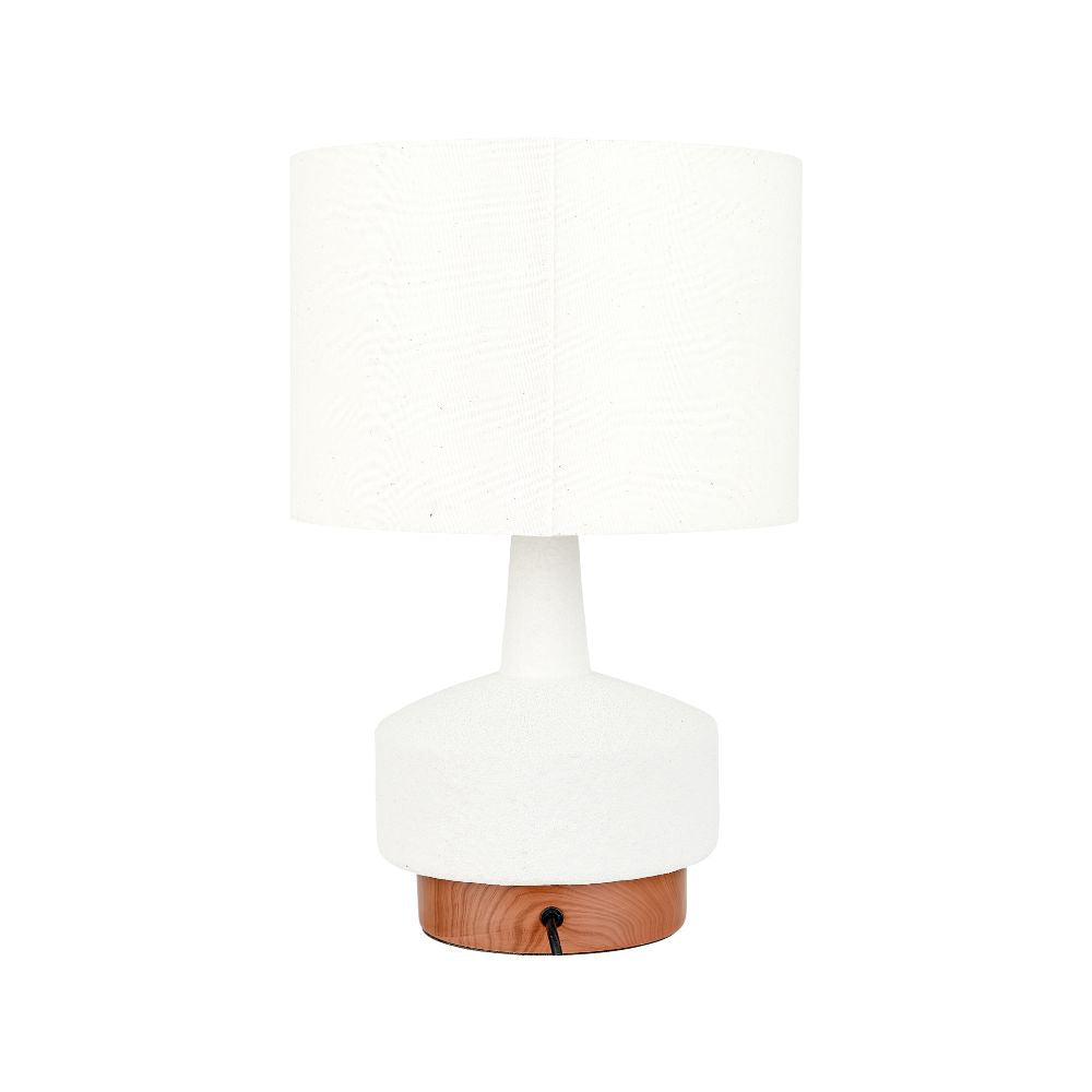 Elio Wood Effect Textured Ceramic Table Lamp