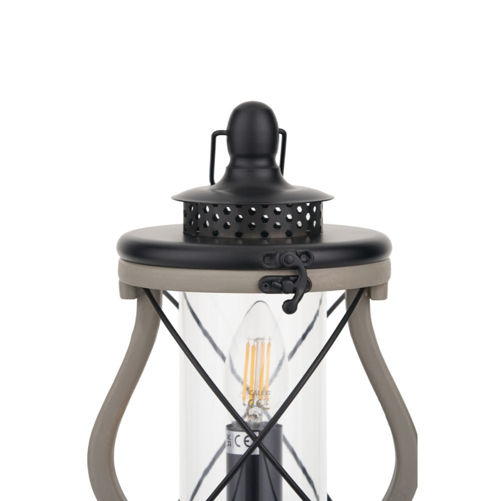 Gibson Pine Wood White Lantern Table Lamp