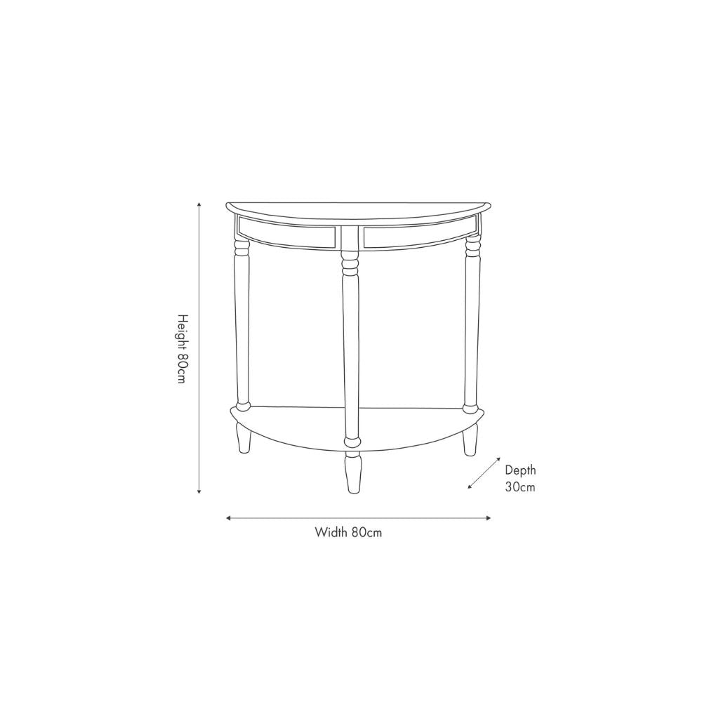 Heritage Pine Wood Half Moon Console Table