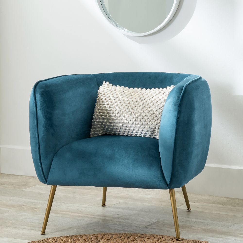 Lucca Velvet and Metal Armchair