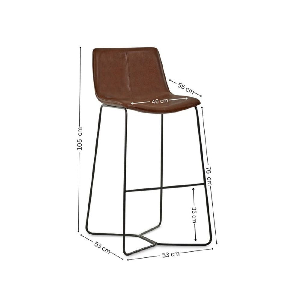 Joren Tan Brown PU Leather Bar Stools (Set of 2)