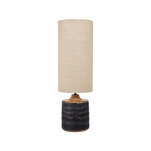 Alaric Mango Wood Antique Black Wash Table Lamp