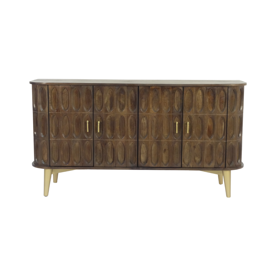Aranya Solid Wood Oval Tile 4 Door Sideboard