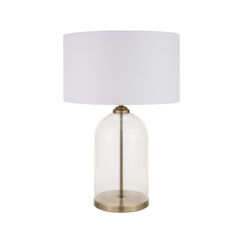 Cloche Clear Glass and Antique Brass Table Lamp