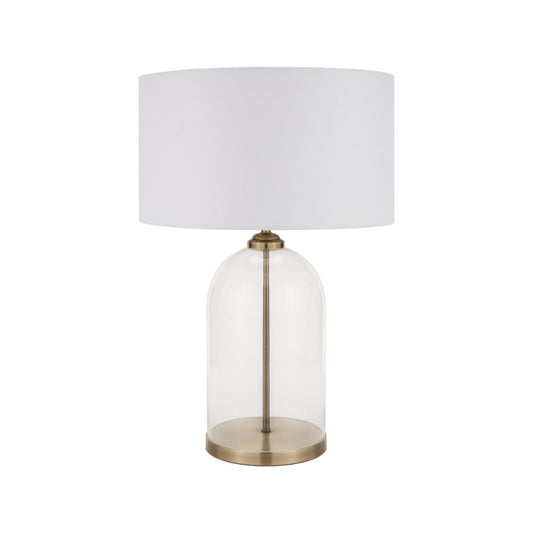 Cloche Clear Glass and Antique Brass Table Lamp