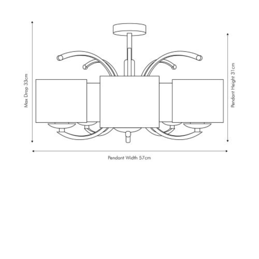 Arcadia 5 Arm Semi Flush Pendant