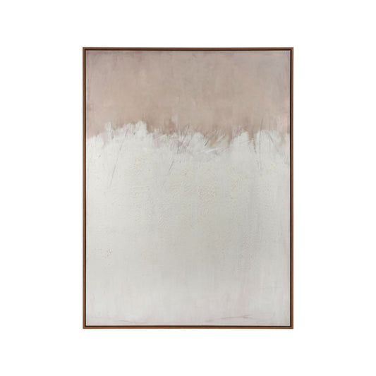 Abstract Canvas Natural and White with Natural Frame Large