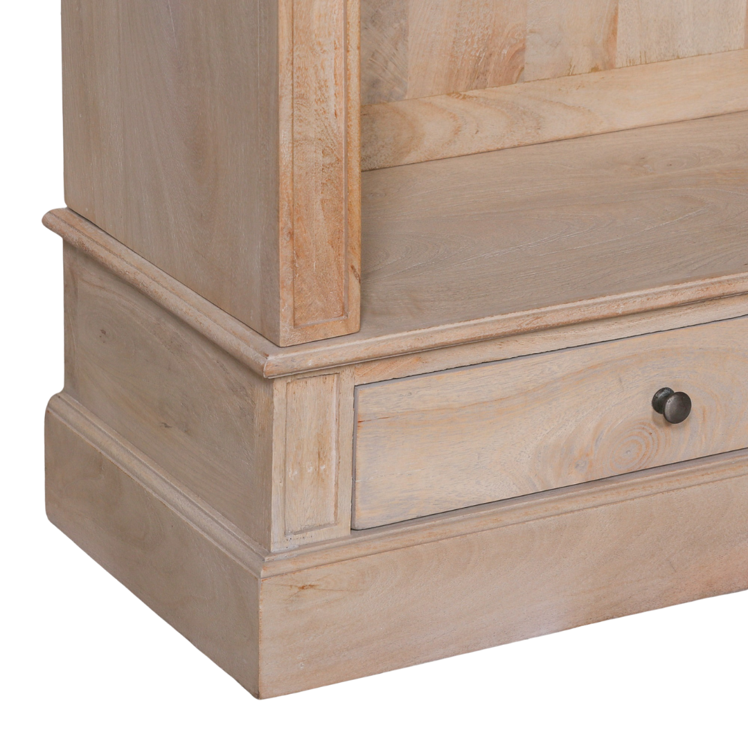 Blanche Rustic Mango Wood Bookcase with Open Drawers