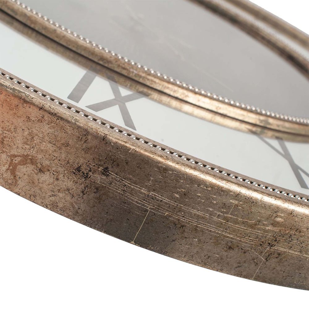 Wood Antique Gold and Geo Print Mirror Wall Clock