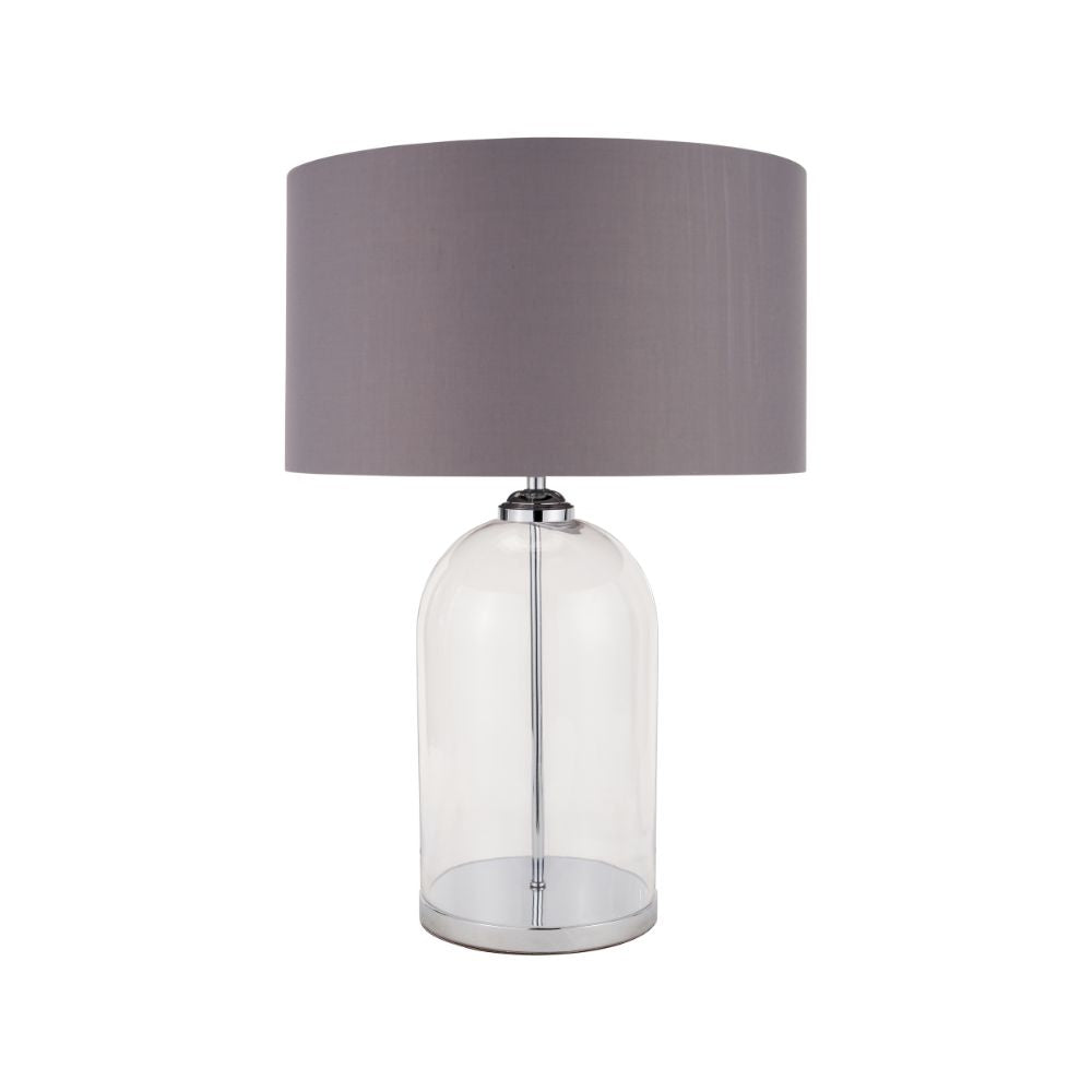 Cloche Clear Glass and Silver Table Lamp