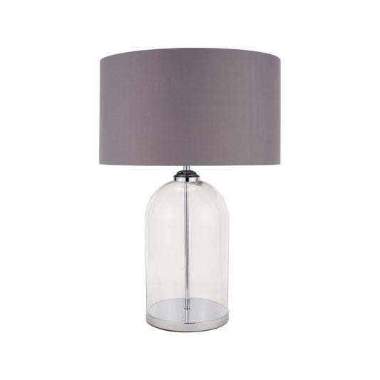 Cloche Clear Glass and Silver Table Lamp