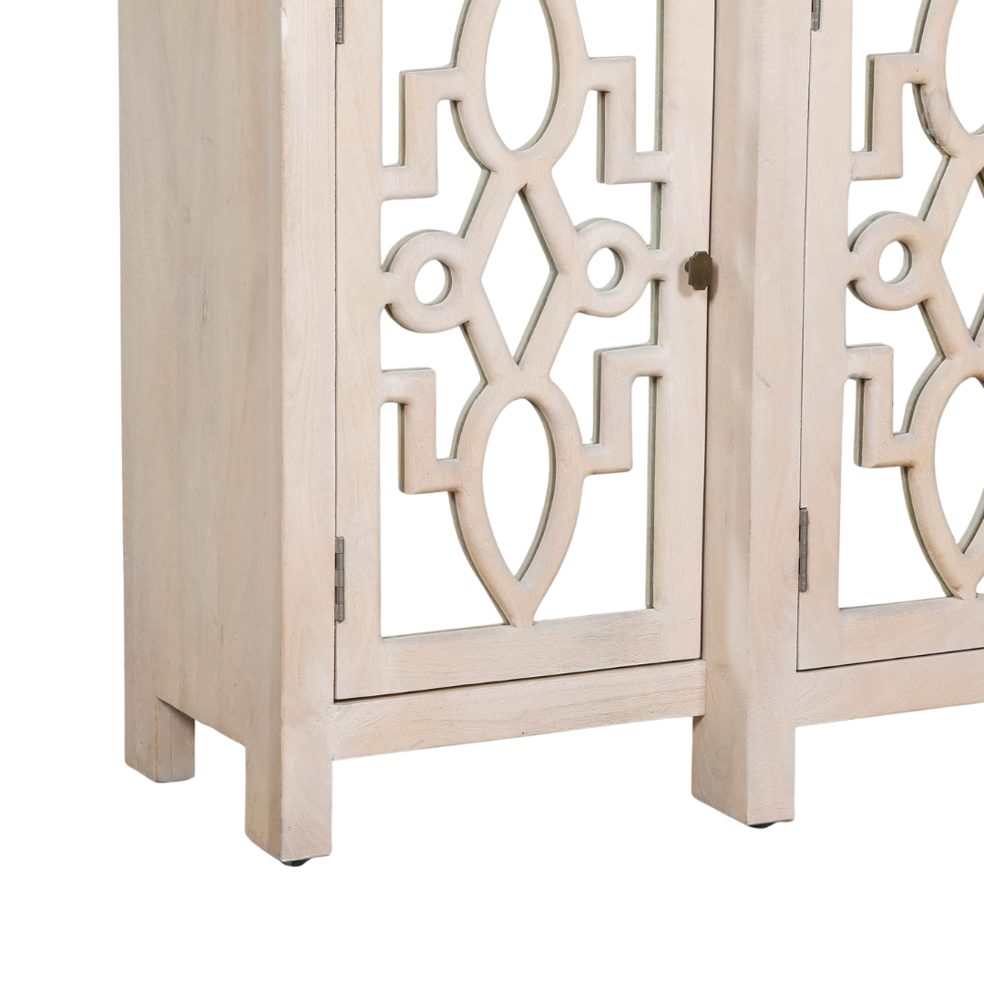 Solmere 4-Door Mirrored Breakfront Mango Wood Sideboard