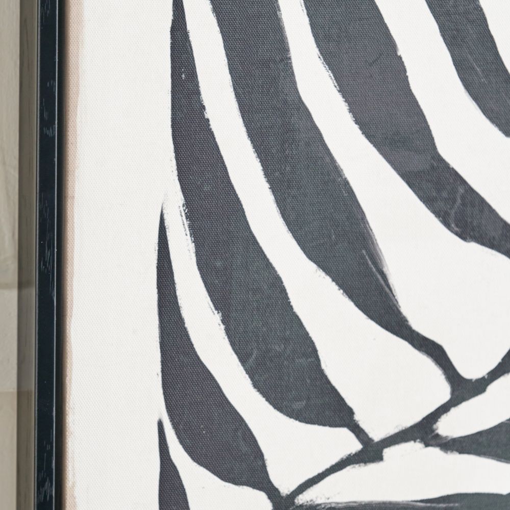 Canvases Black Leaf Print with Black Frames (Set of 2)