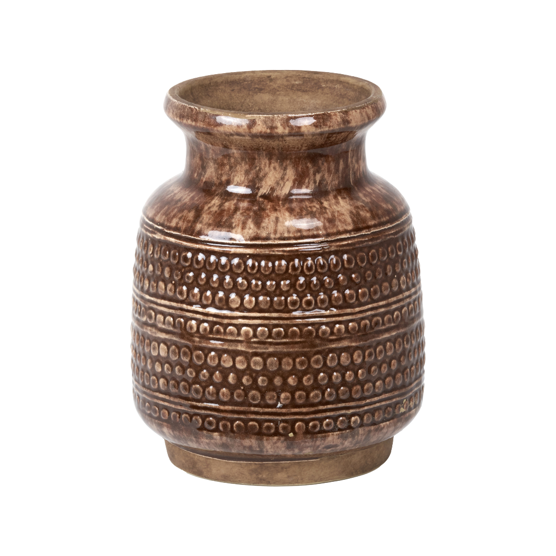 Theano Dot Design Brown Glaze Vase