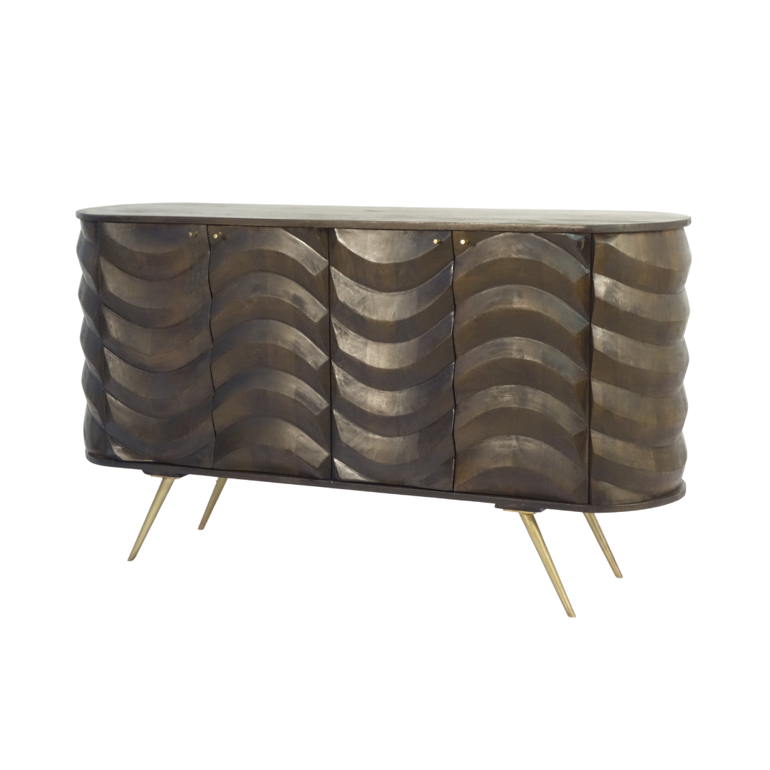 Aranya Solid Wood 4 Door Lehar Sideboard