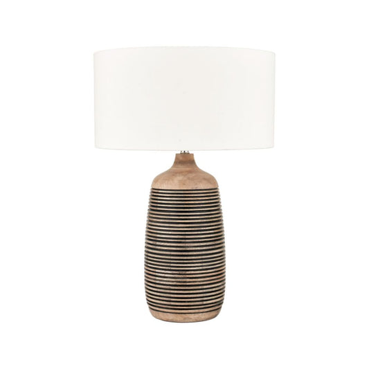 Caspian Mango Wood Natural Grooved Table Lamp