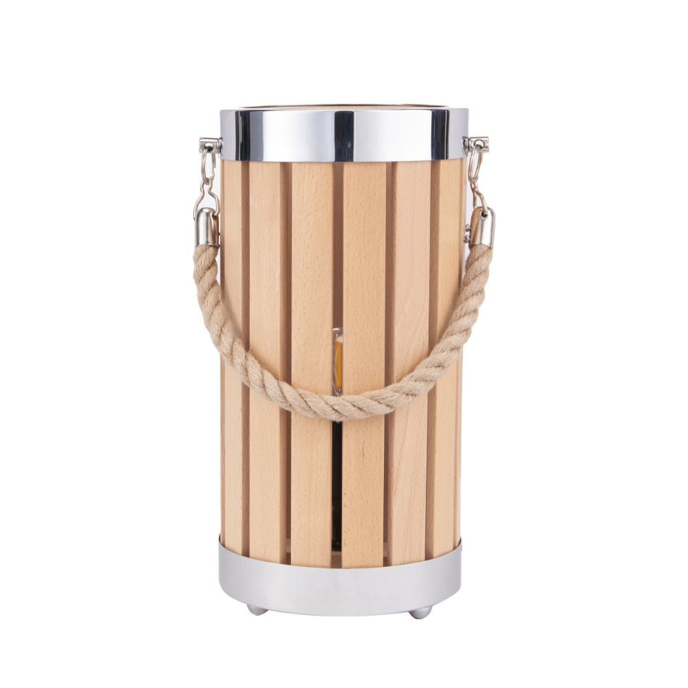 Austell Natural Wood Small Lantern Table Lamp