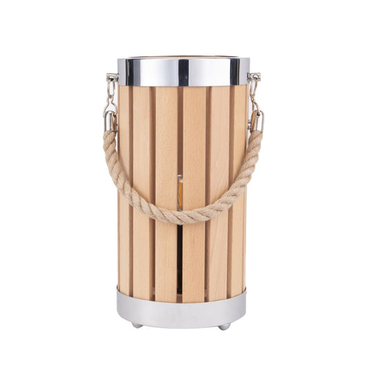 Austell Natural Wood Small Lantern Table Lamp