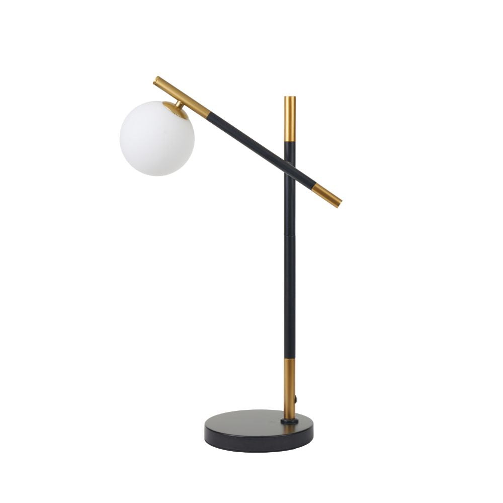Wanda White Orb and Black Metal Table Lamp
