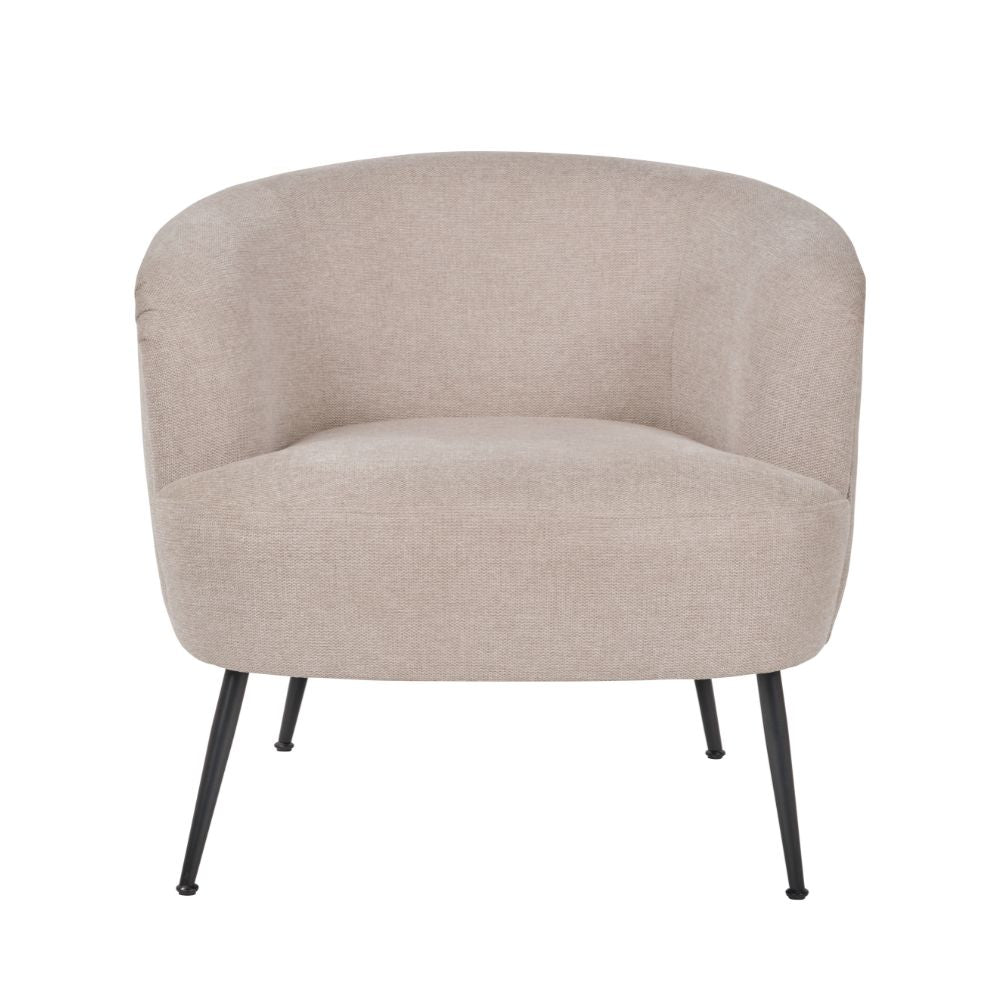 Aviana Natural Chenille and Black Metal Tub Armchair