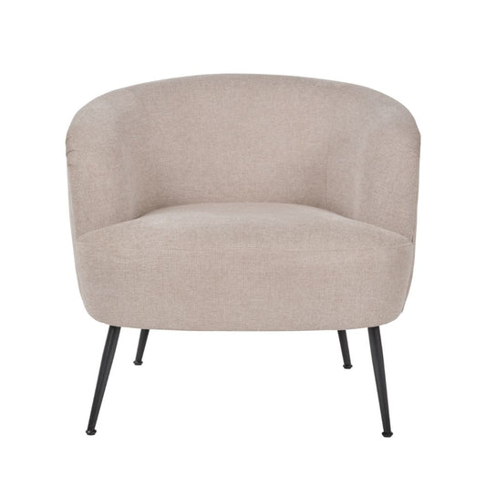 Aviana Natural Chenille and Black Metal Tub Armchair