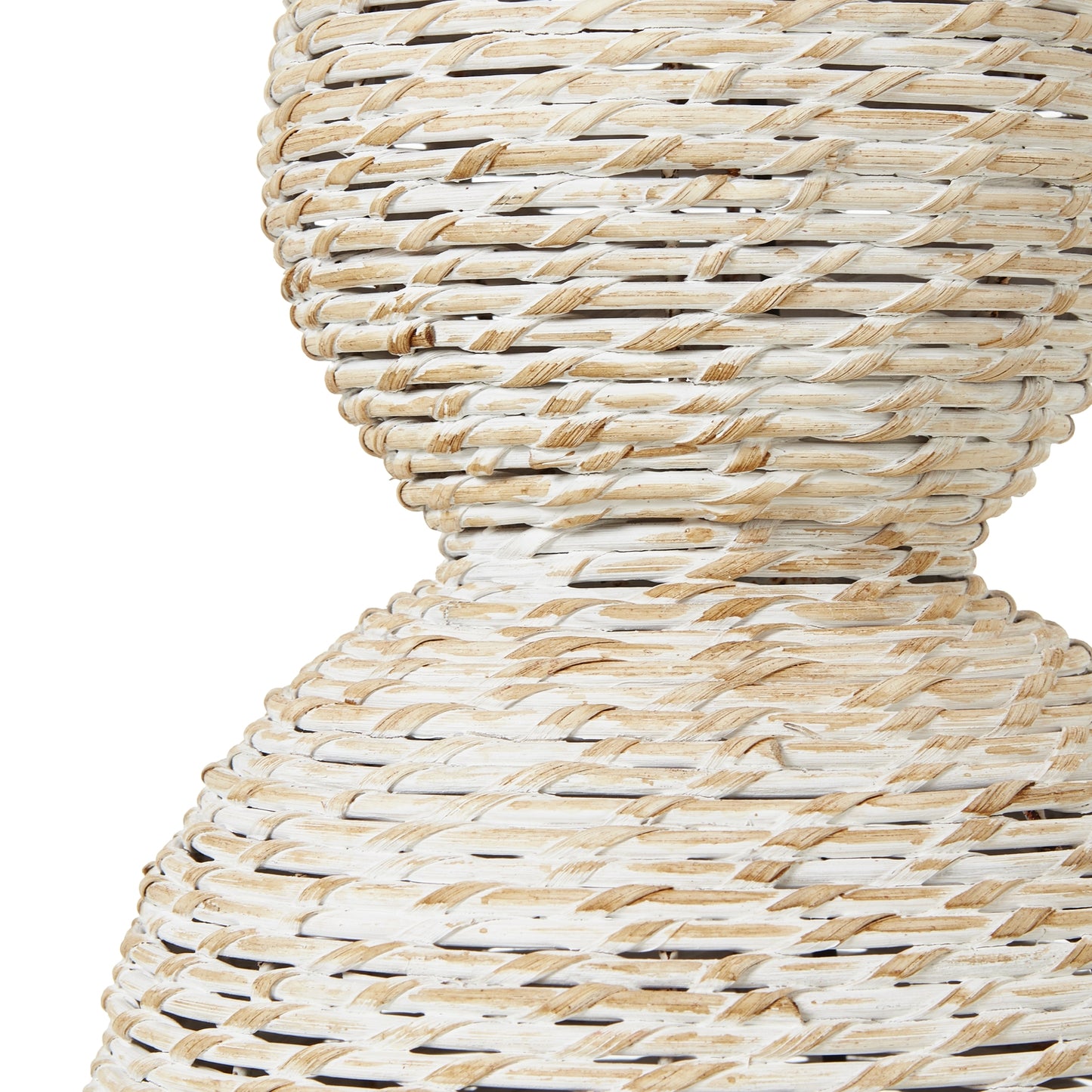 White Wash Wicker Globe Table Lamp