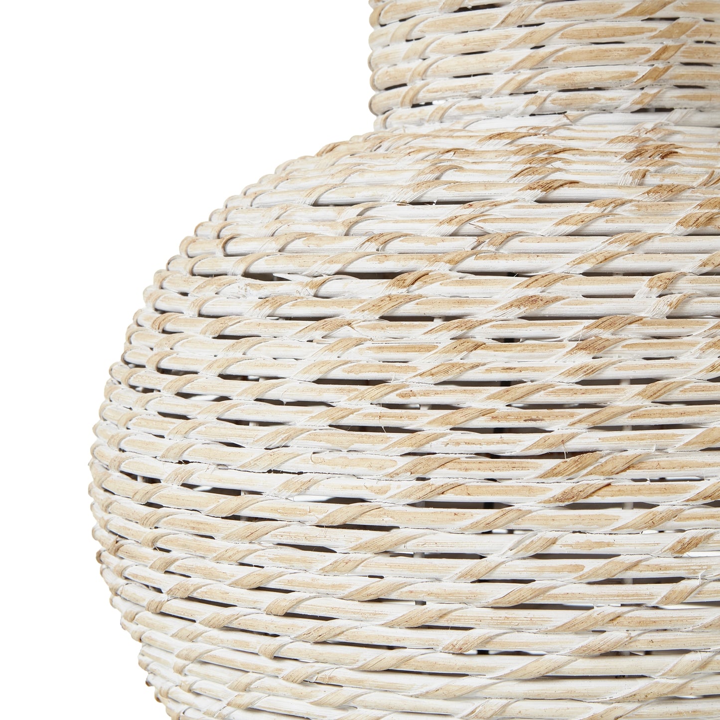 White Wash Bulbous Wicker Table Lamp