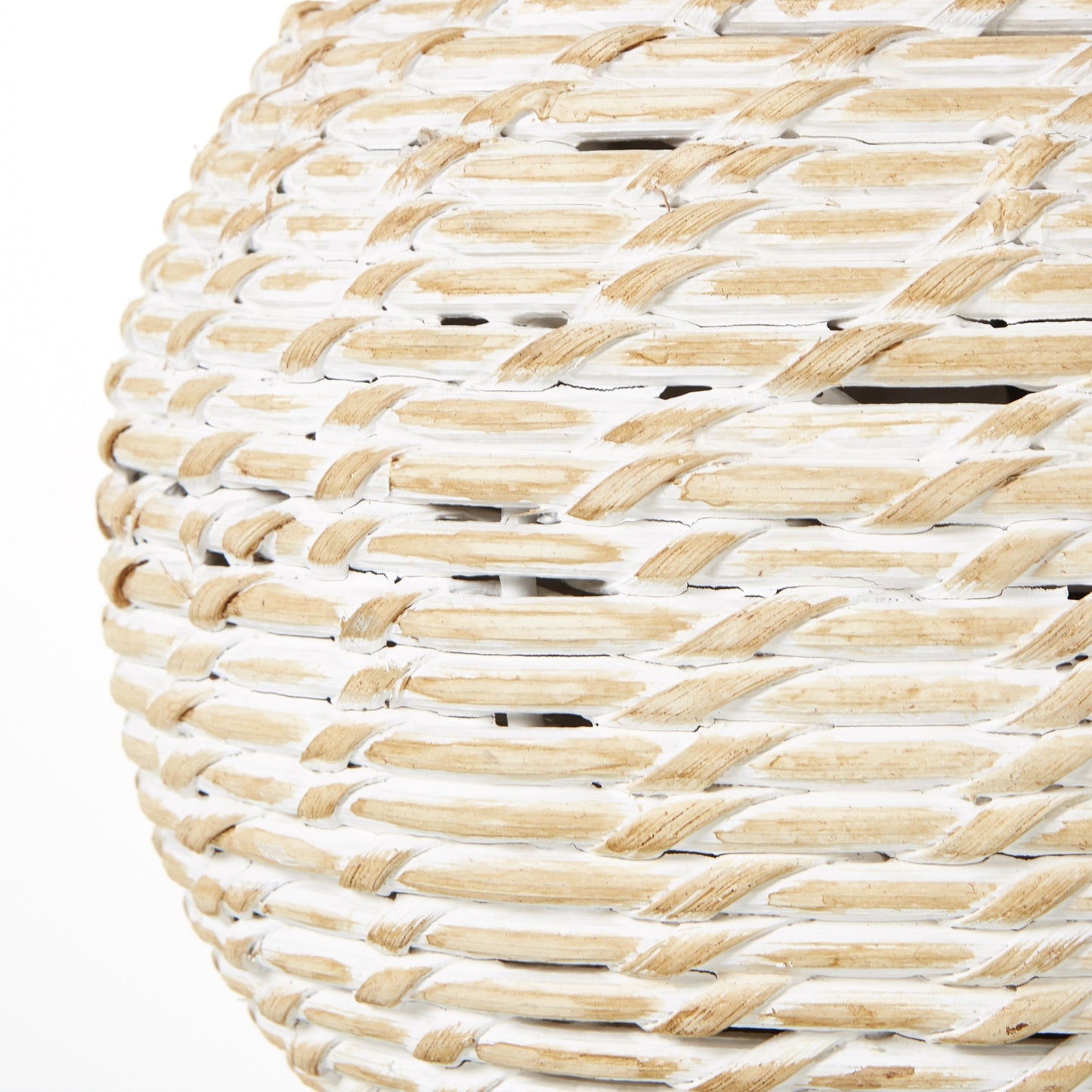 White Wash Small Bulbous Wicker Table Lamp