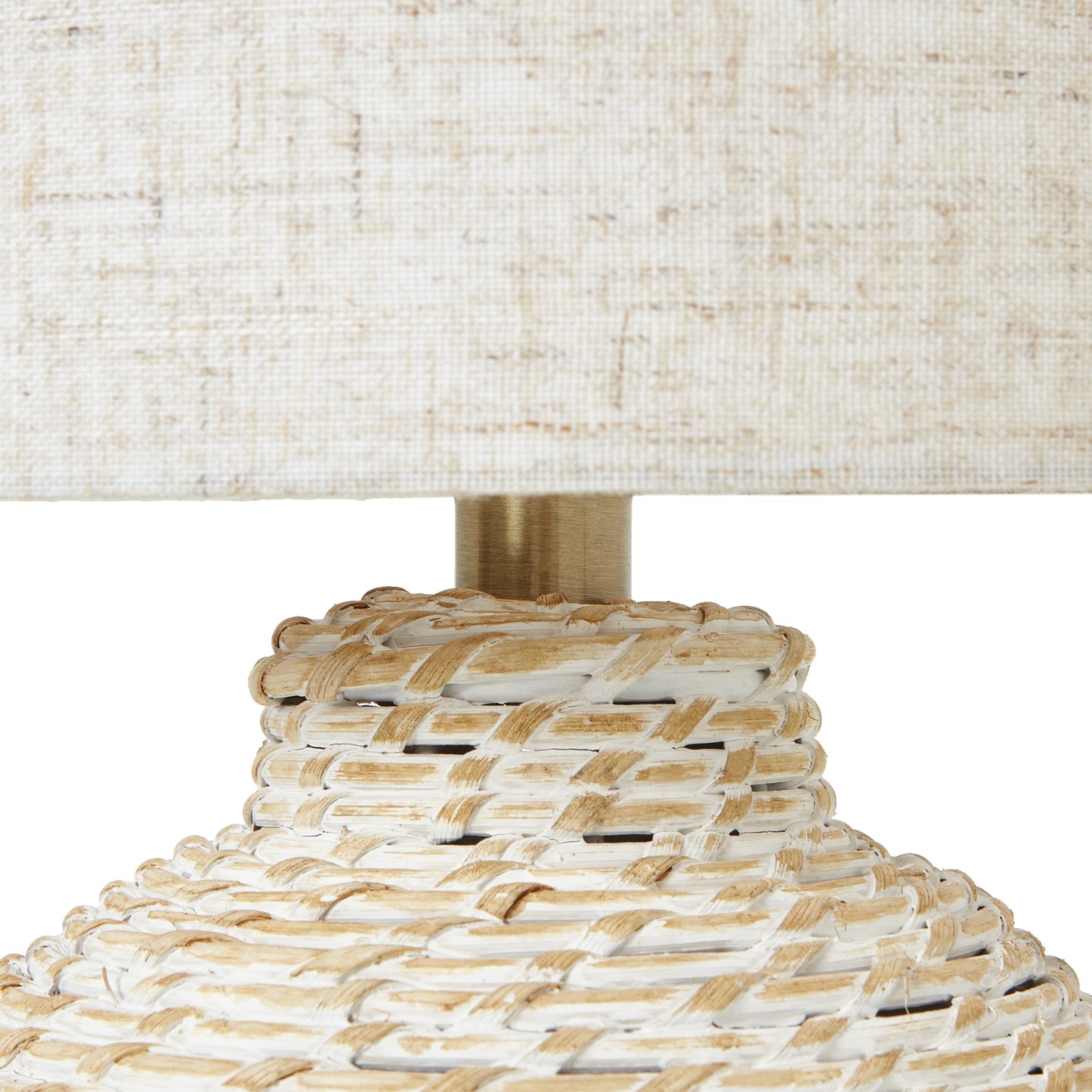 White Wash Small Bulbous Wicker Table Lamp
