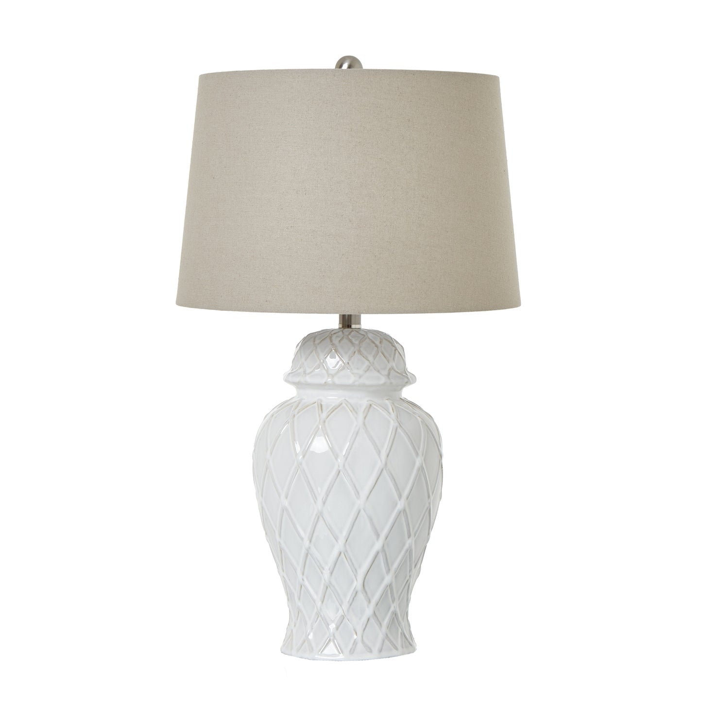 White Ceramic Ginger Jar Table Lamp