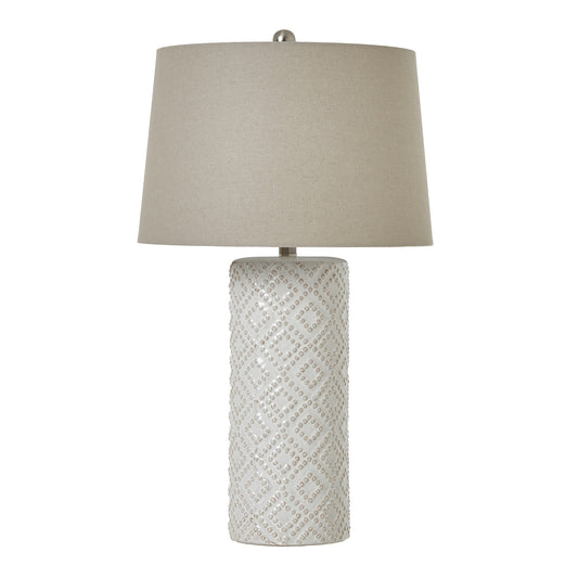 White Beaded Ceramic Table Lamp