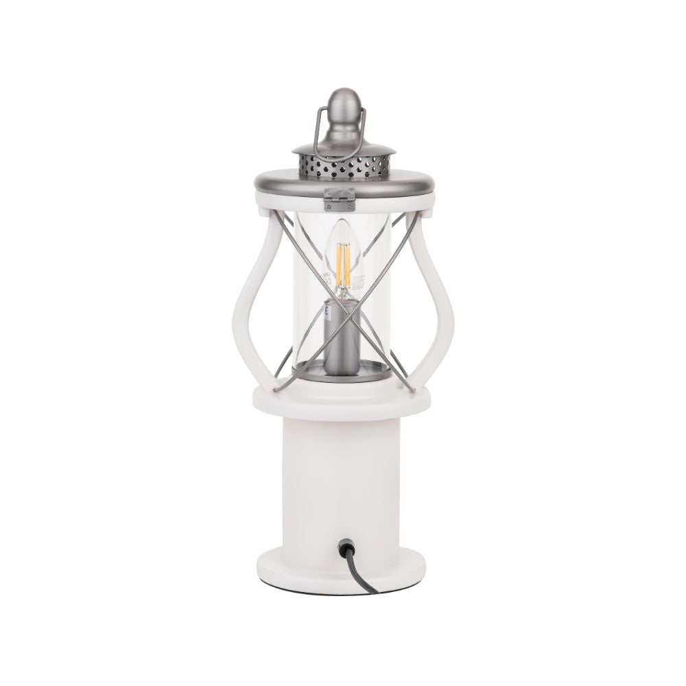 Gibson Pine Wood White Lantern Table Lamp