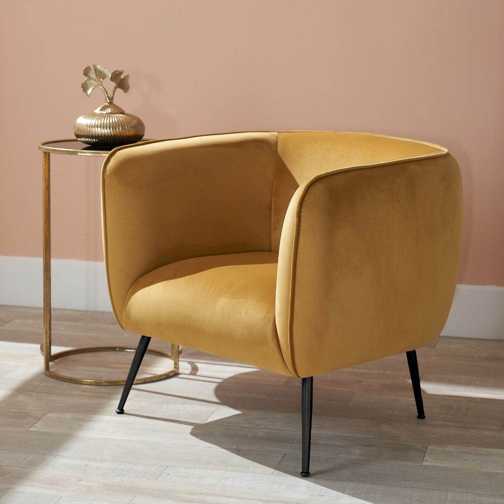 Lucca Velvet and Metal Armchair