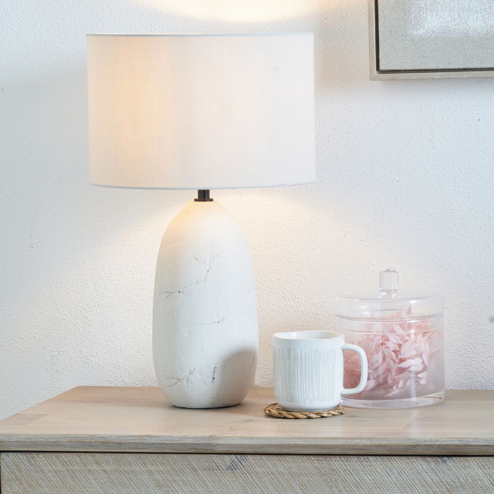 Ceramic Erika White Vintage Textured Table Lamp