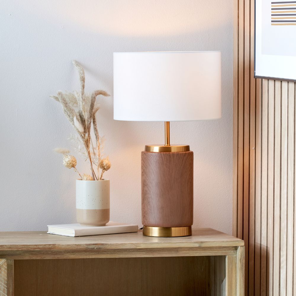 Carrara Ceramic Wood Effect Table Lamp