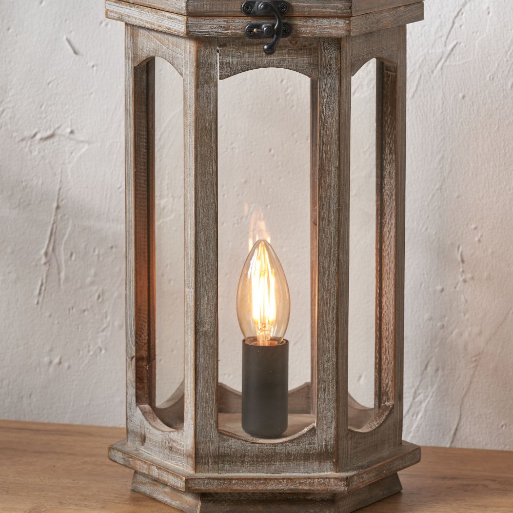 Adaline Wood Lantern Table Lamp