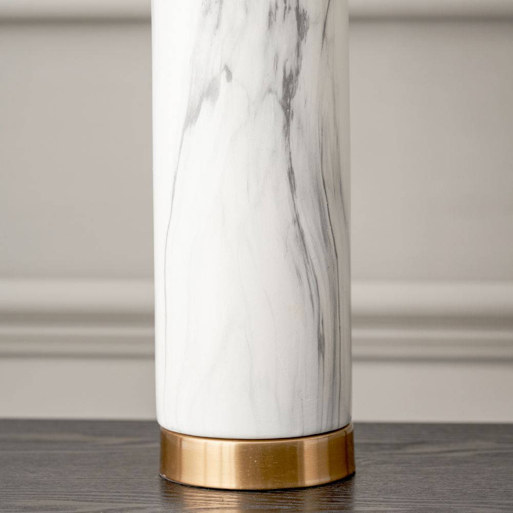 Carrara Ceramic Marble Effect Tall Table Lamp
