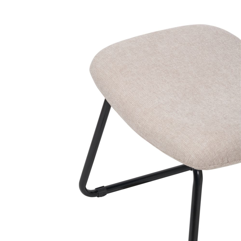 Chiara Natural Chenille and Black Metal Lounging Chair and Footstool