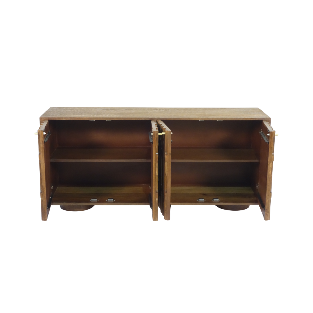 Aranya Solid Wood 4 Door Retro Carved Sideboard