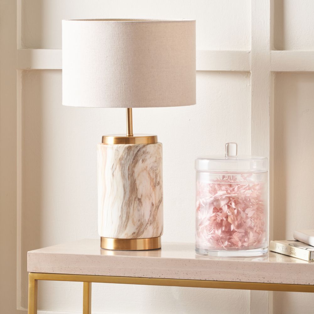 Carrara Ceramic Natural Stone Effect Table Lamp